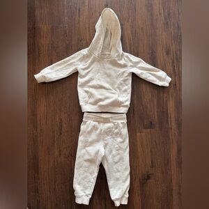 Toddler Girl or Boy Cream Hoodie and Jogger Set